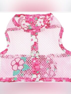 Doggie Design Cool Mesh Dog Harness with Leash, Hawaiian Hibiscus Pink Design